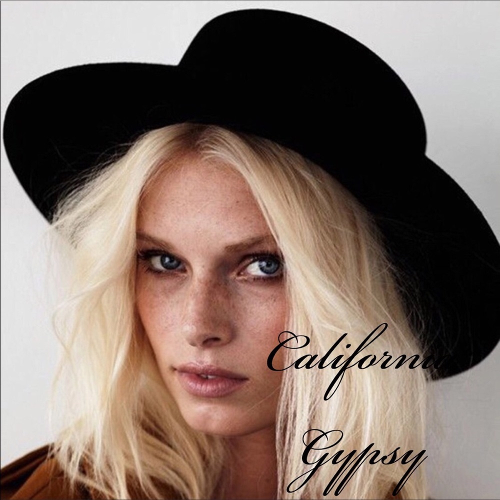 Gypsy Bohemian Black Wool Boater Hat - Picture 3 of 10